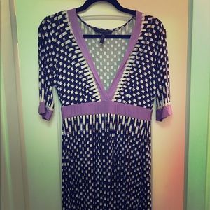 BCBGMAXAZRIA purple and black dress with sleeves