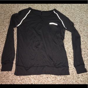 Lululemon black shirt with thin white stripes