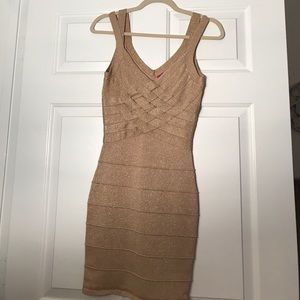 Boohoo Gold Bodycon Dress