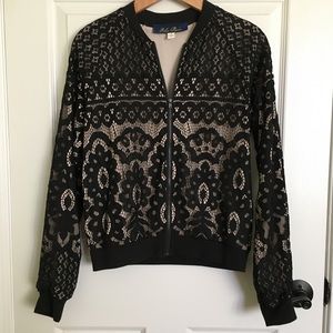 Francesca's Black Lace Bomber Jacket