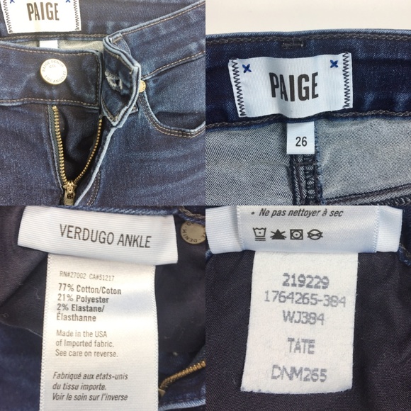 Paige Transcend Verdugo Ankle Skinny Jeans 26W 969 - Picture 8 of 8