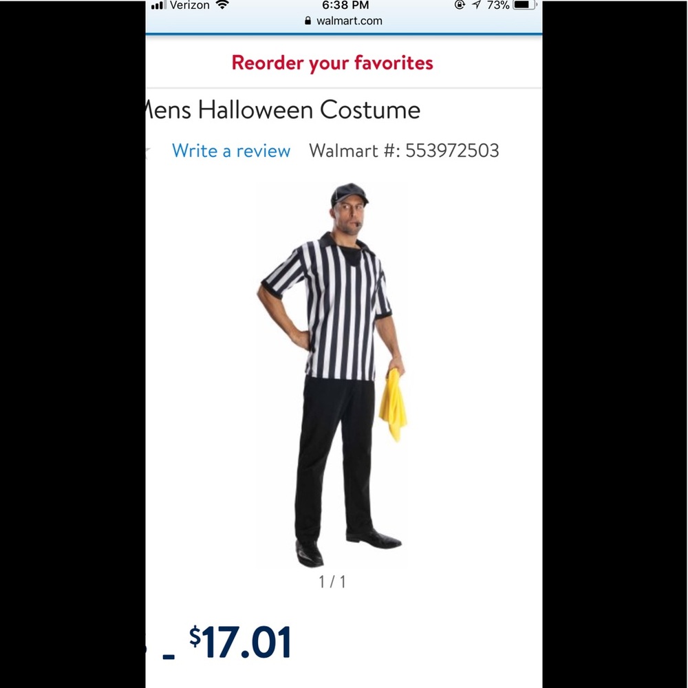 Mens Referee Halloween Costume