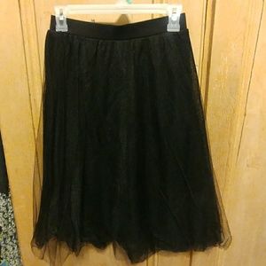 Black knee length tule skirt