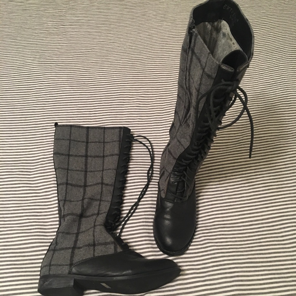 Lace up thigh high boots