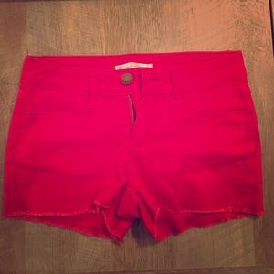 Brand new red jean shorts,