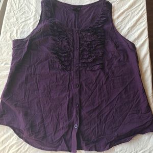 Plum tank with ruffled detail on bust