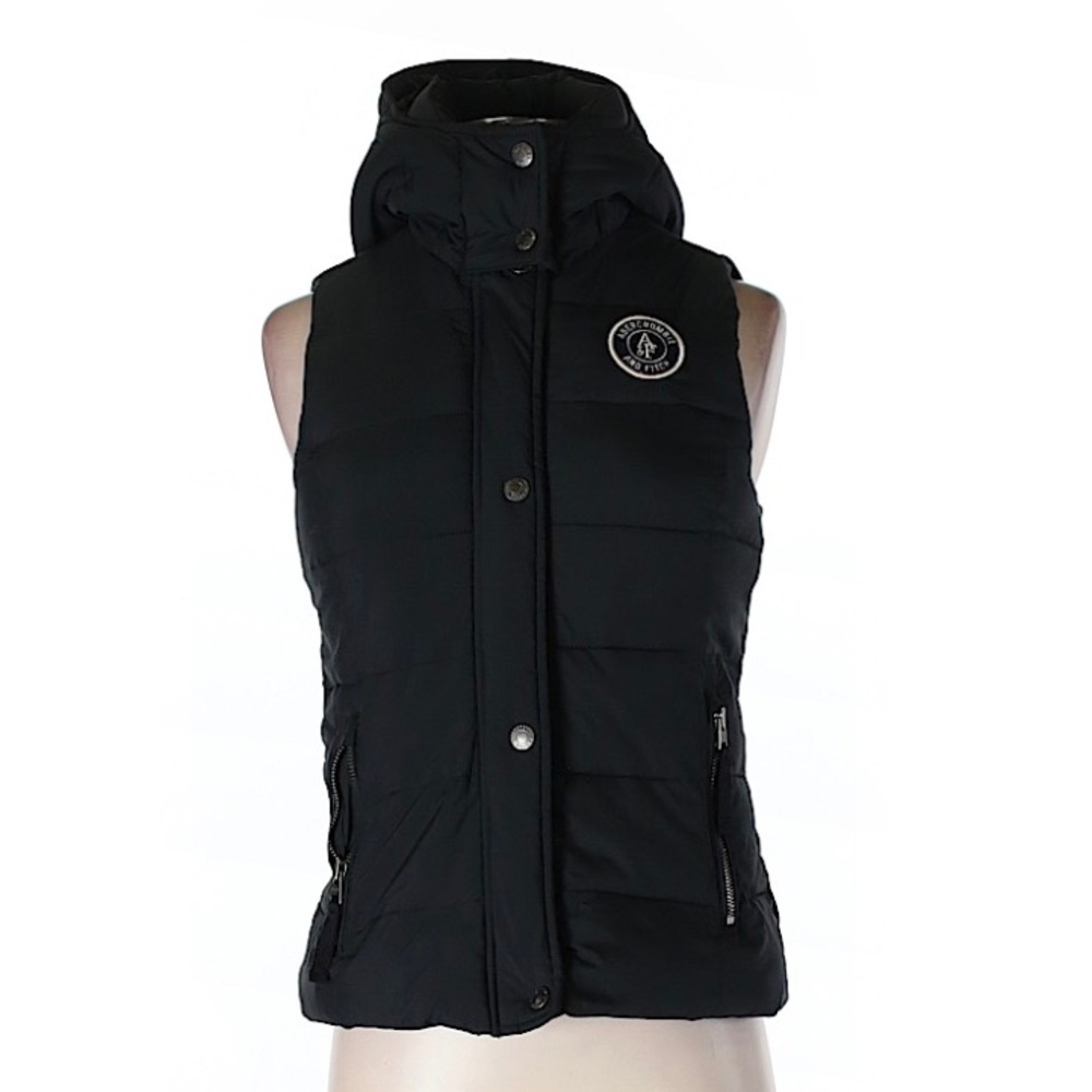 Abercrombie & Fitch navy blue hooded puffer vest