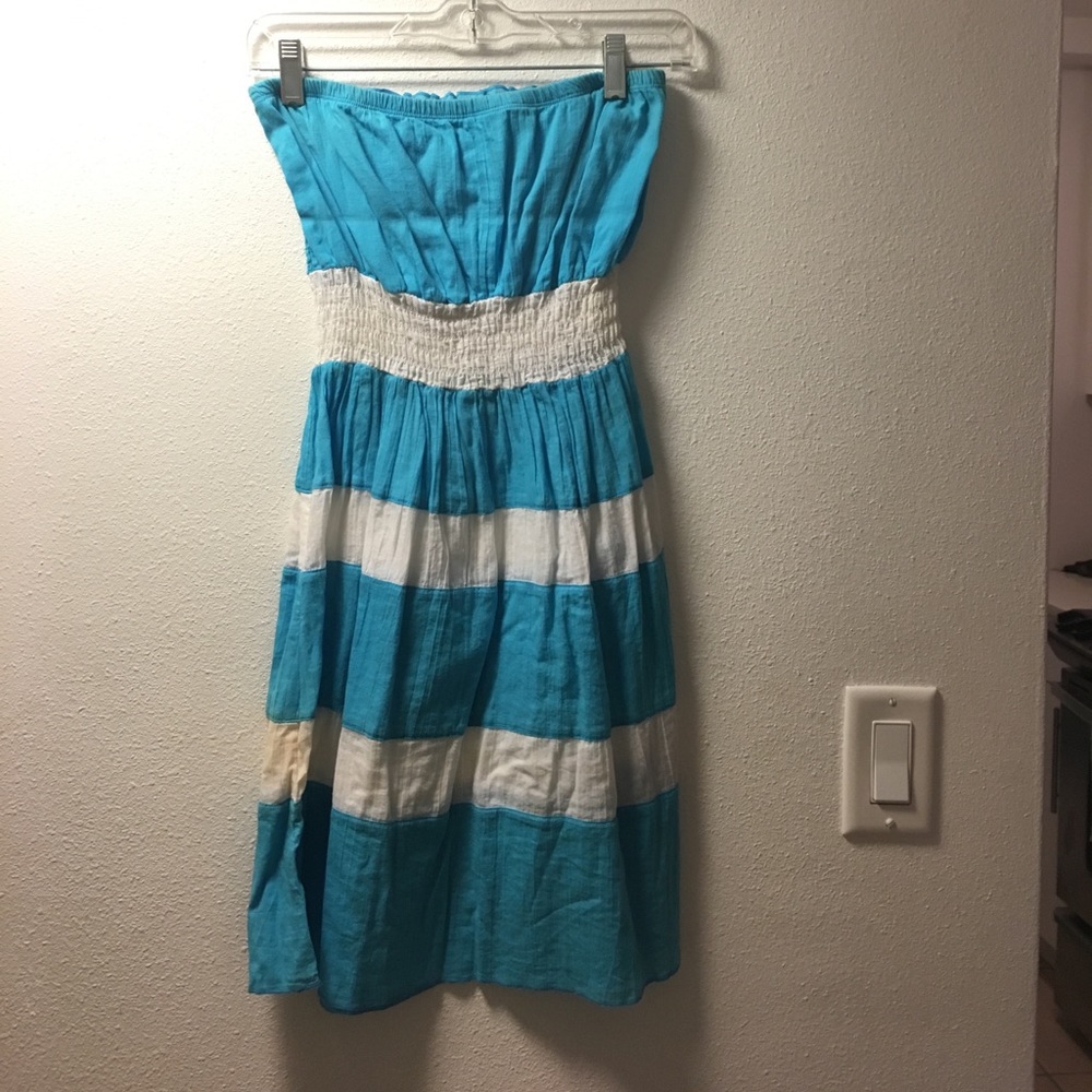 Blue and white dress