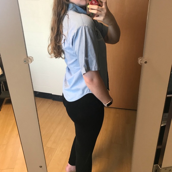 vintage flower embroidered denim top - Picture 5 of 7