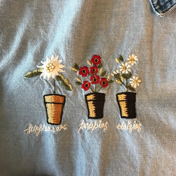 vintage flower embroidered denim top - Picture 7 of 7