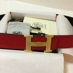 Authentic red and black Hermes belt