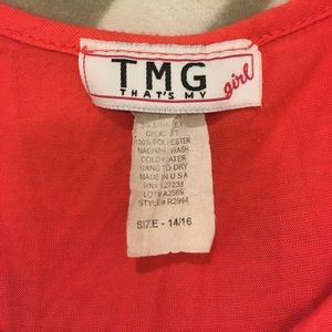 Shirts & Tops - Girls coral color with lace tank top Shirts & Tops - Girls coral color with lace tank top