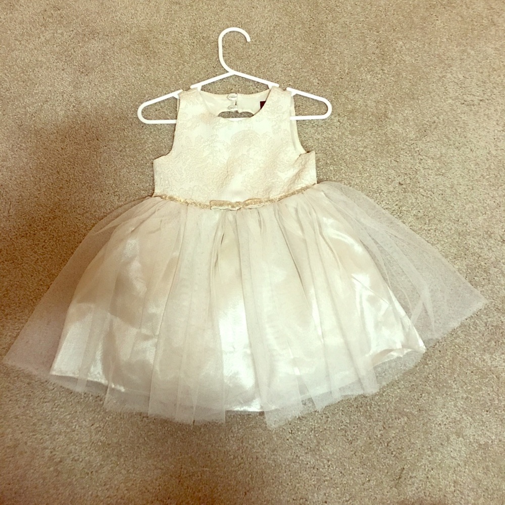 Girl 18 month formal gold beige dress sleeveless
