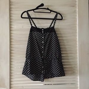 Dark Blue Polka Dot Top