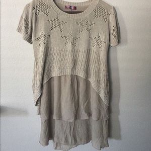 Beige dress with multiple layers