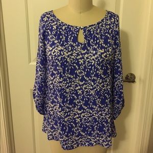 Shoshanna Blue and White Floral Silk Blouse