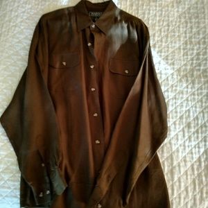 Harold Powell brown linen shirt