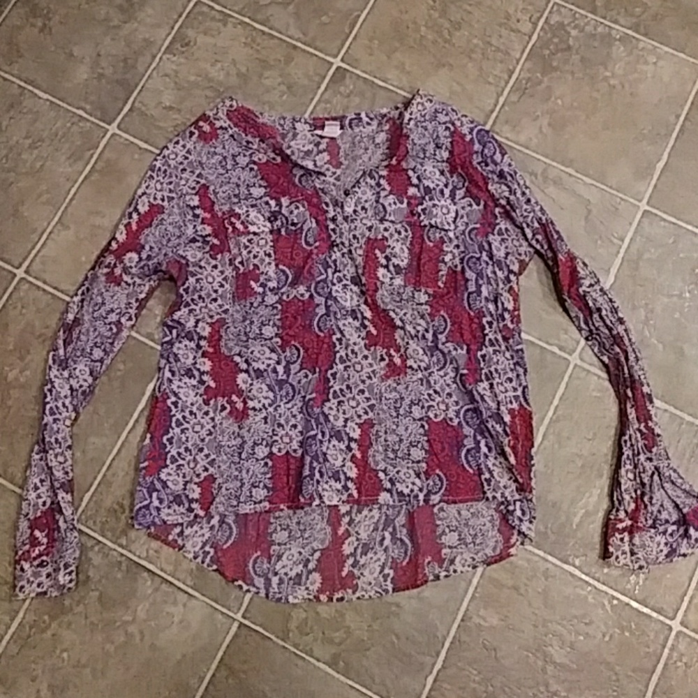 FOREVER 21 red hi lo bohemian style shirt MEDIUM