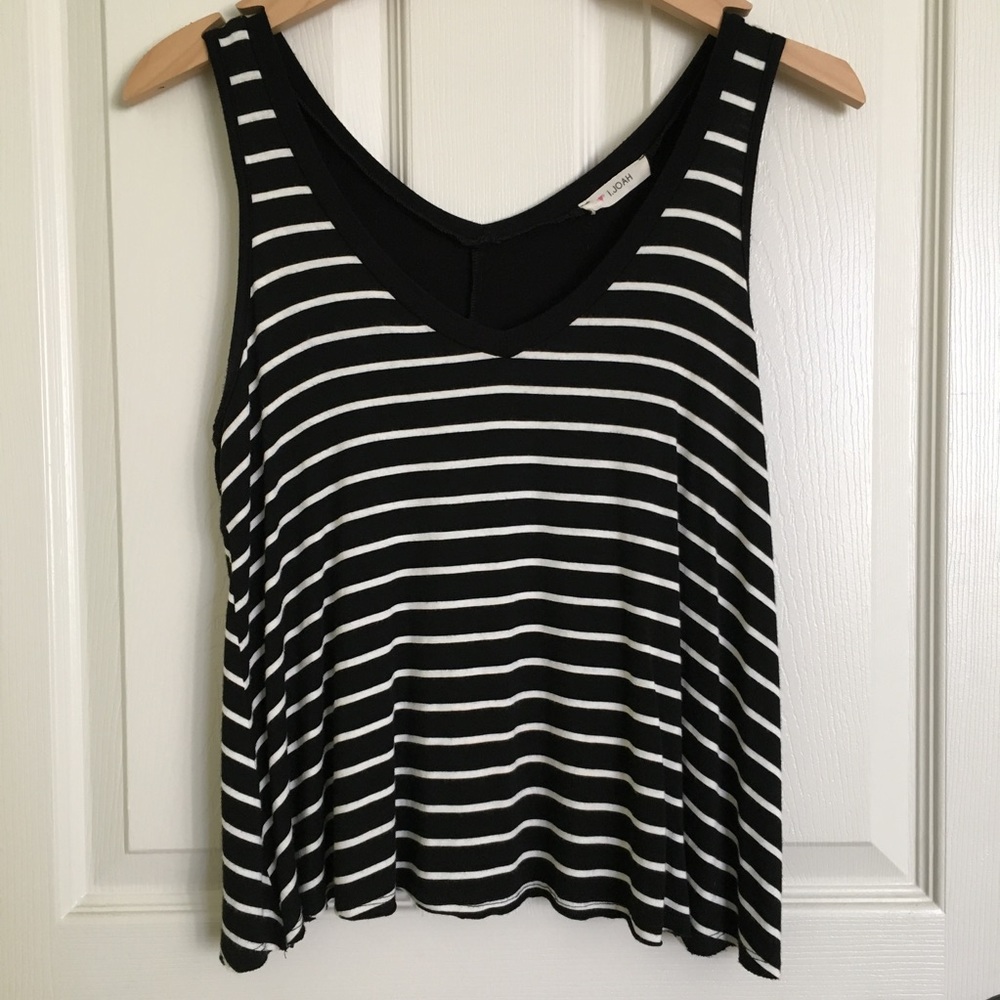 Striped Crop V-neck Tank