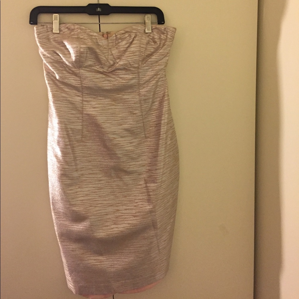 Silver metallic strapless dress