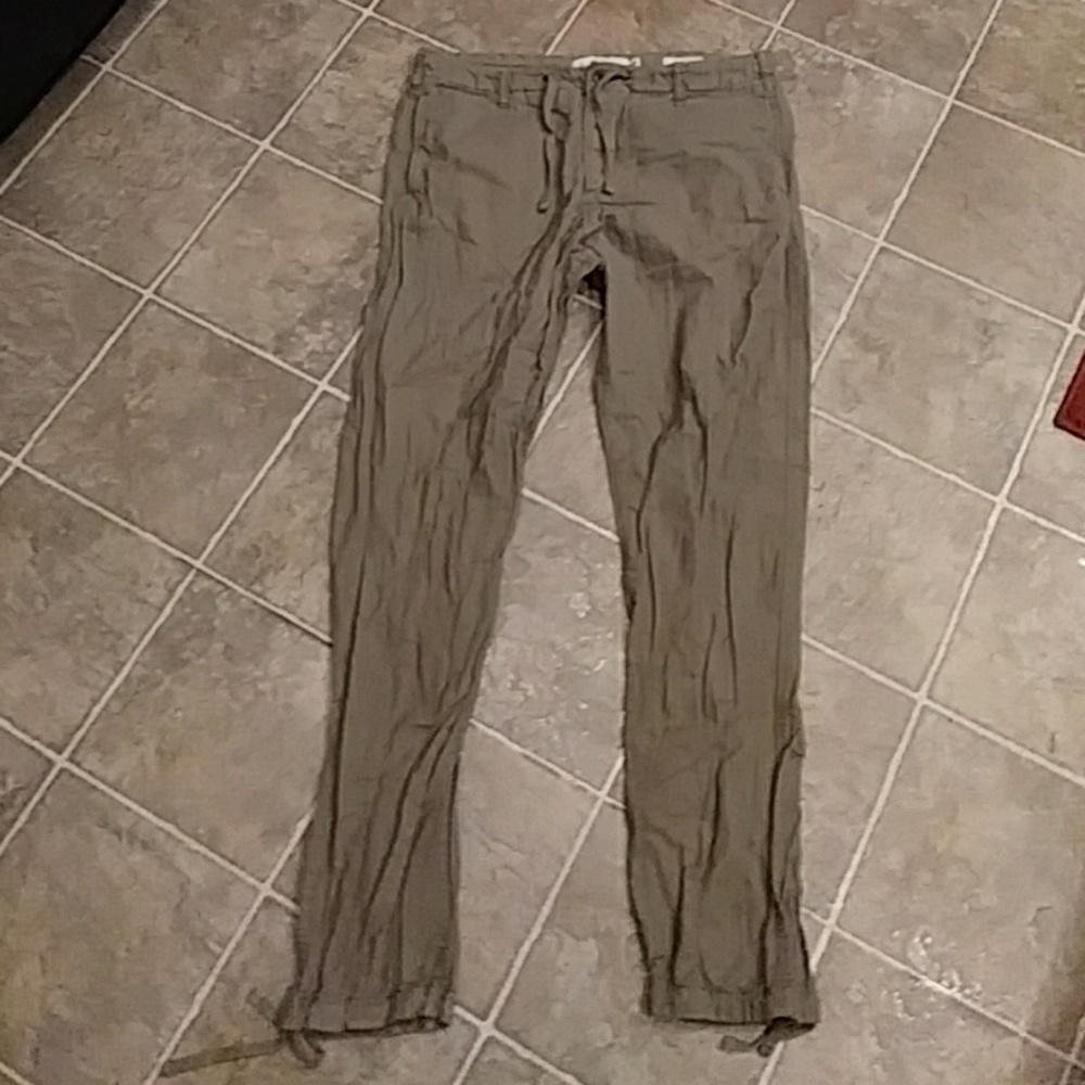 Mens H&M green khaki cinch bottom pants 34