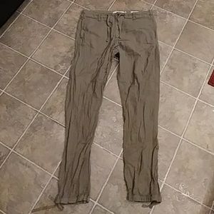 Mens H&M green khaki cinch bottom pants 34