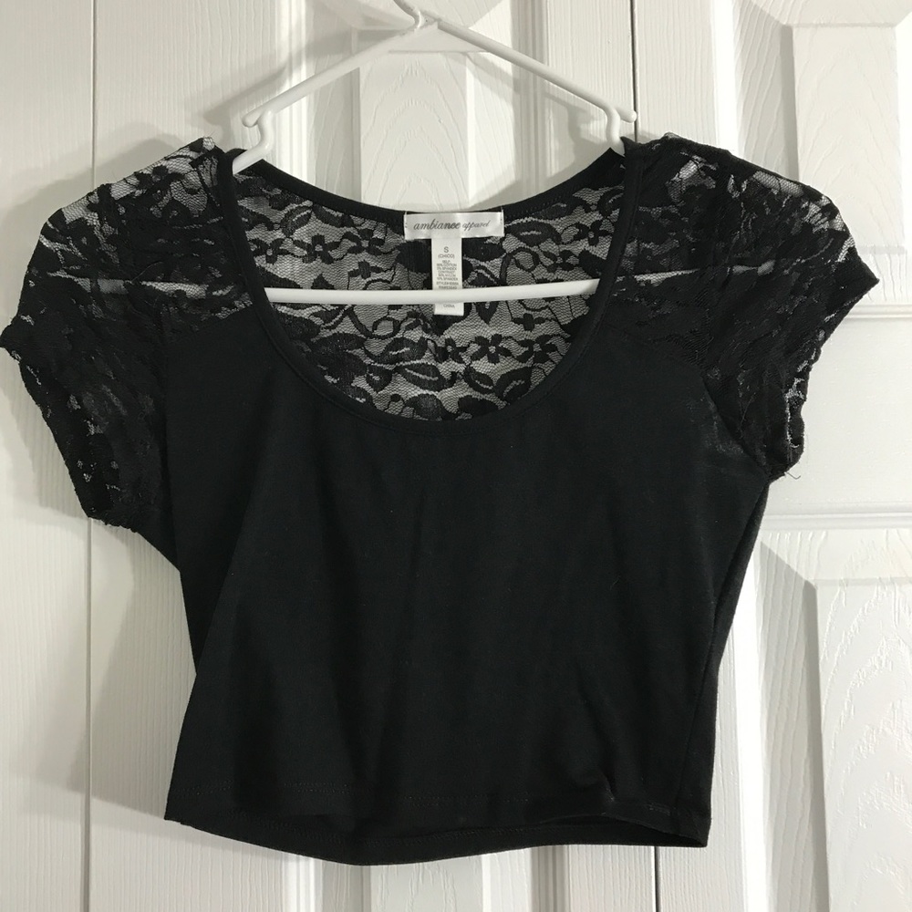 Black Crop Top Lace on Top