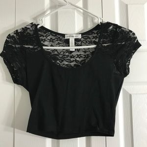 Black Crop Top Lace on Top
