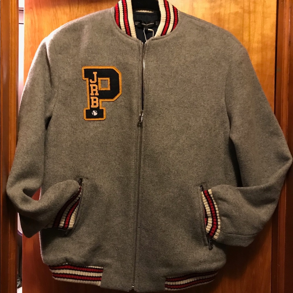 Zara Baseball varsity teddy jacket