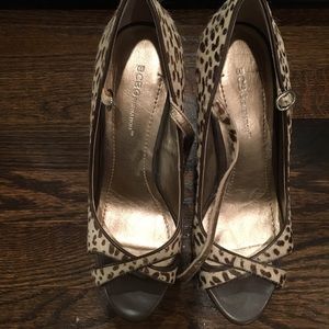 BCBG leopard print suede 4.5 inch heel