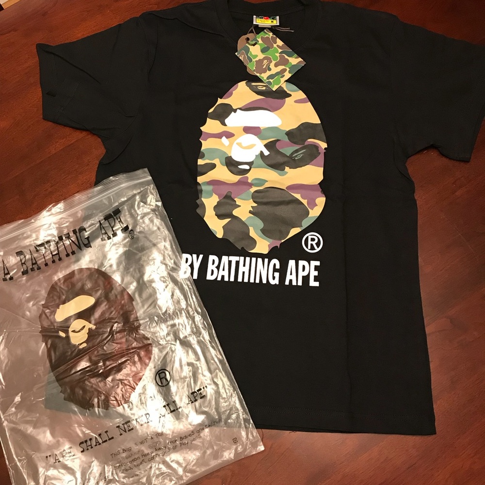 Green camo bathing ape tee shirt