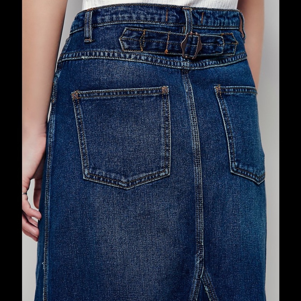 NWT Free People Patchwork Maxi Leann Denim Skirt - Picture 3 of 8