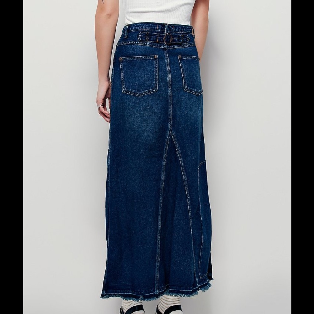 NWT Free People Patchwork Maxi Leann Denim Skirt - Picture 4 of 8