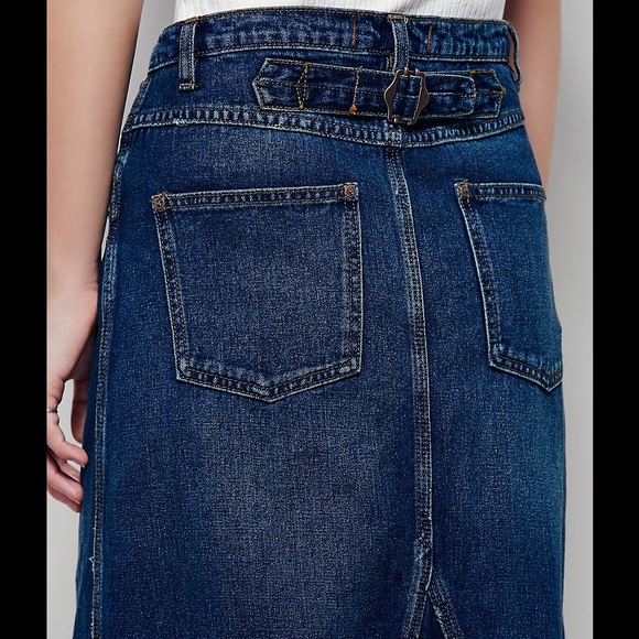 NWT Free People Patchwork Maxi Leann Denim Skirt - Picture 3 of 8