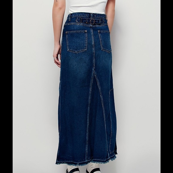 NWT Free People Patchwork Maxi Leann Denim Skirt - Picture 4 of 8