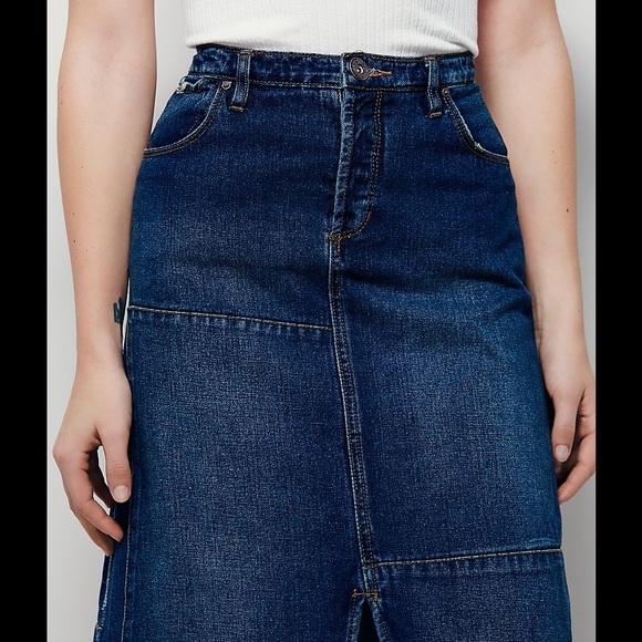 NWT Free People Patchwork Maxi Leann Denim Skirt - Picture 5 of 8