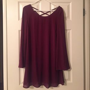 Burgundy bell sleeves dress