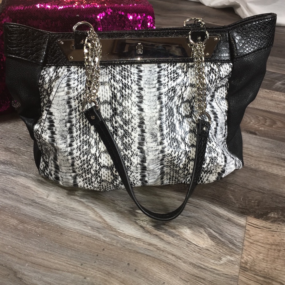 Black and White Snakeskin Tote