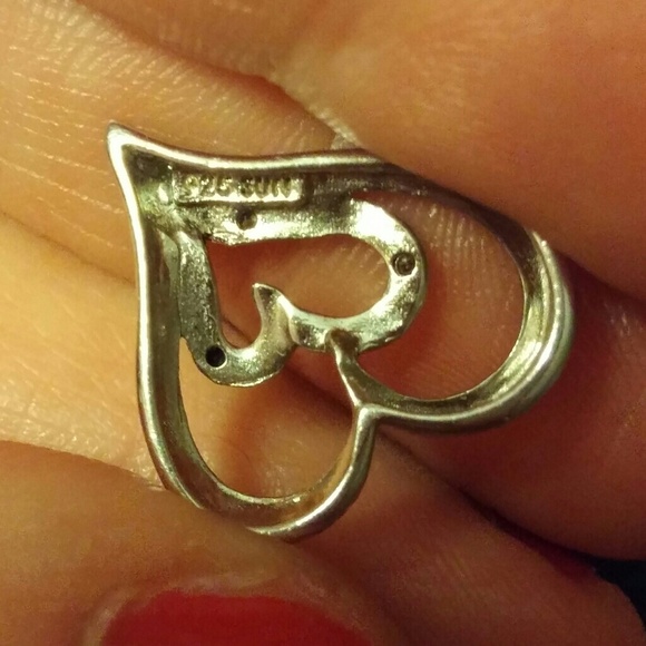 Black and white diamond sterling heart pendant - Picture 3 of 3