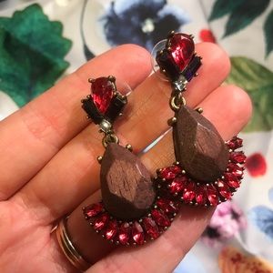 Dangly gem and wood earrings