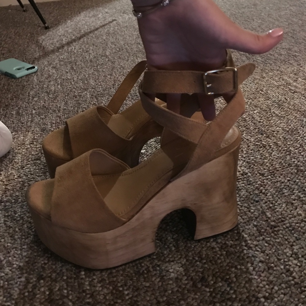 Wood heels and suede heels