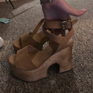 Wood heels and suede heels