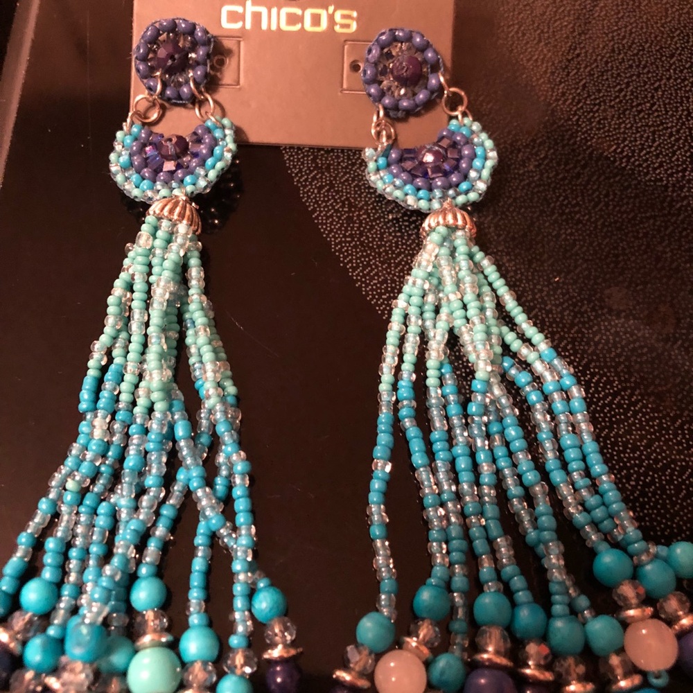 Chico’s. Turquoise beaded dangle earrings NWT Cute