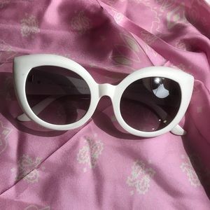 Matte White retro cat eye sunglasses