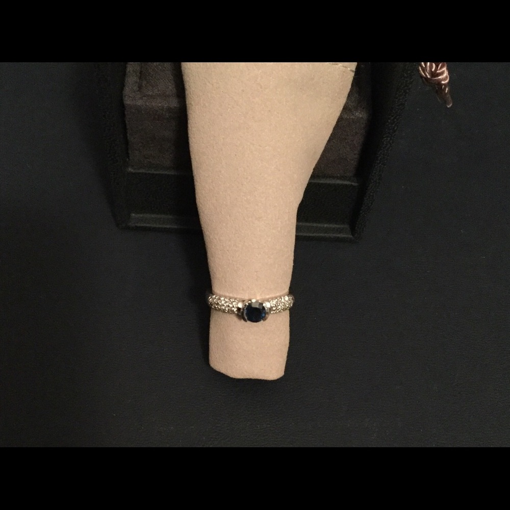14k White Gold, Sapphire and Diamond Ring
