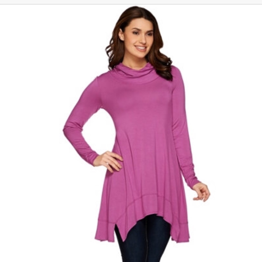 LOGO Orchid Purple, Cowl-Neck, Long-Sleeve Top