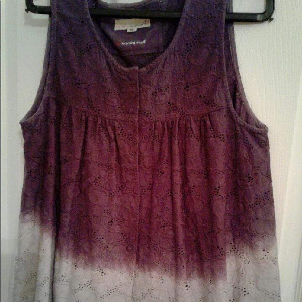 Odd Molly ombre eyelet flower purple top.