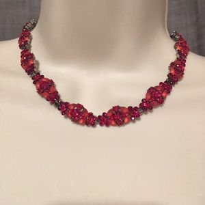 Really pretty red so crystals and beads choker