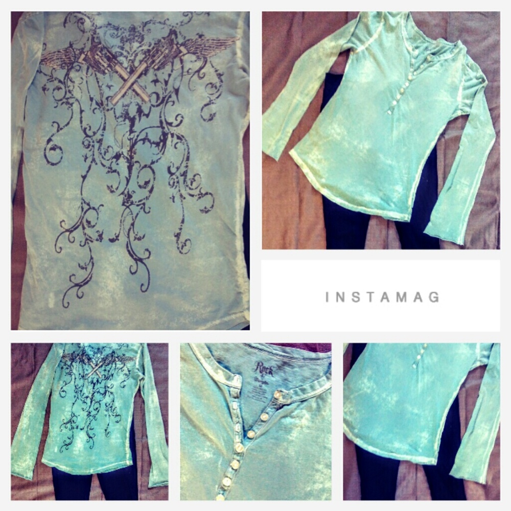 Long sleeve teal rock shirt