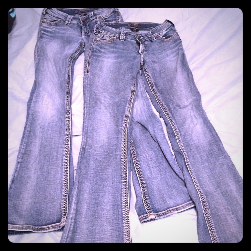 BOGO Silver sukiyaki flap wide leg low rise jeans
